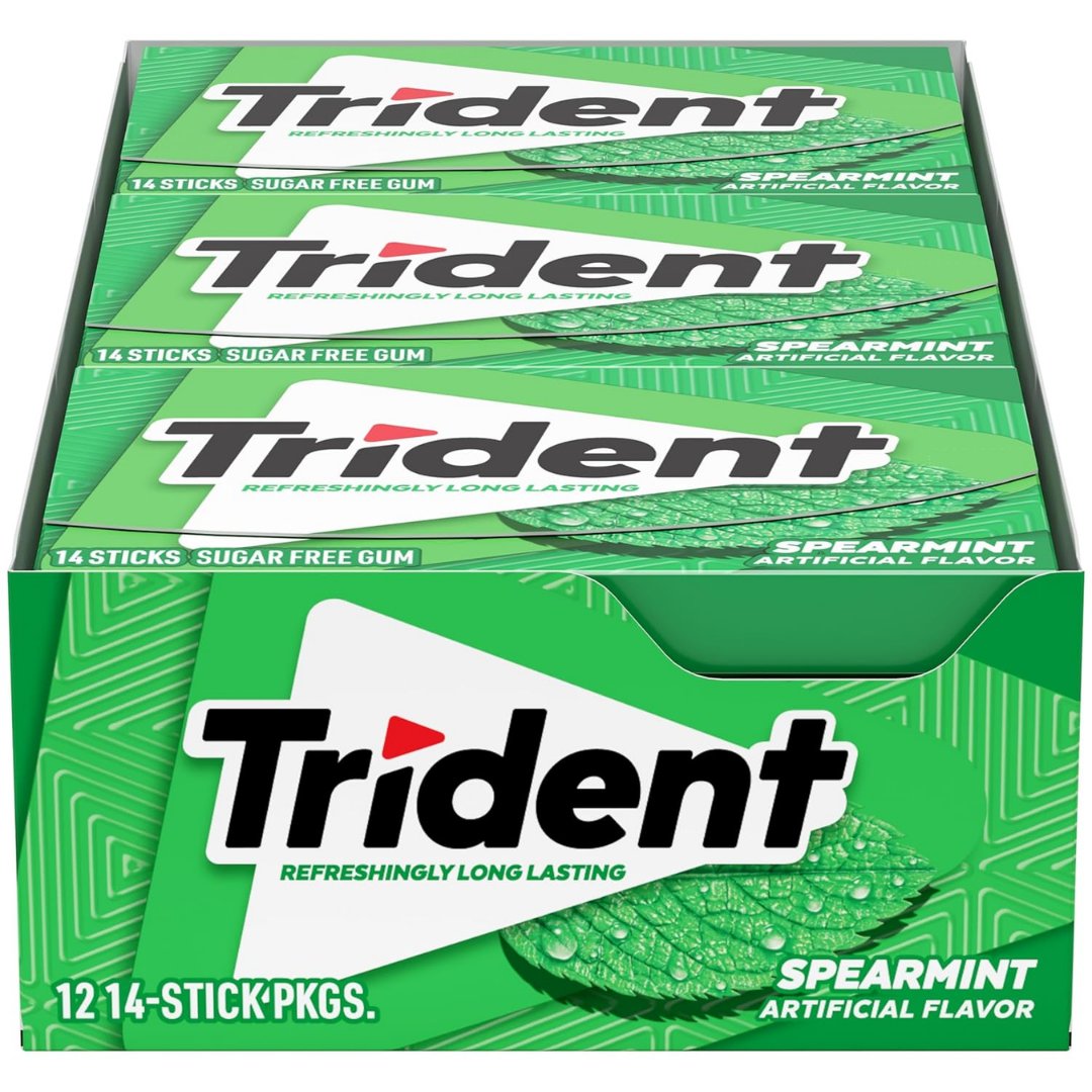 Trident Refreshingly Long Lasting Sugar-Free Gum 14 Sticks Each, 12 Packets