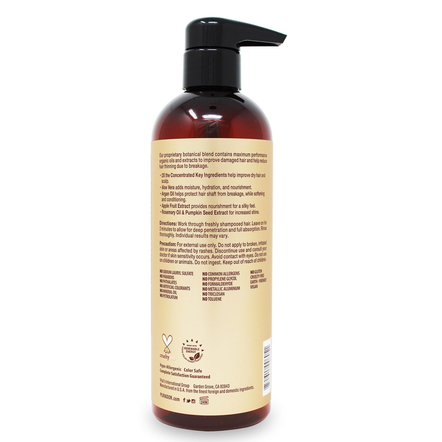 PURA D'OR Professional Grade Biotin Conditioner with Moisturizing Aloe Vera Formula, 16 fl.oz / 473ml