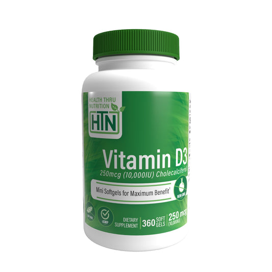 Health Thru Nutrition Vitamin D3 10,000iu (NON-GMO) 360 Softgels