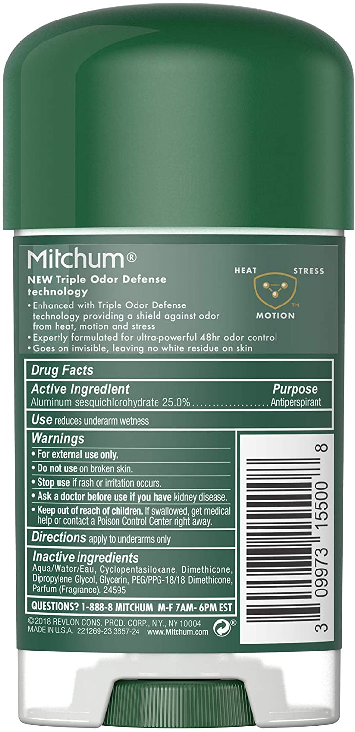 Mitchum Men Gel Antiperspirant Deodorant, Unscented, 2.25 oz