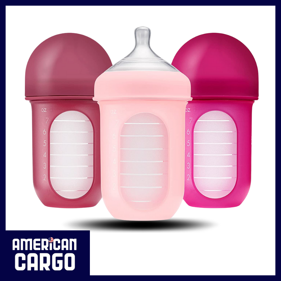 Boon Nursh Silicone Pouch Bottle Air Free Feeding Stage 2 Medium Flow 8 Oz / 236ml Set Of 3