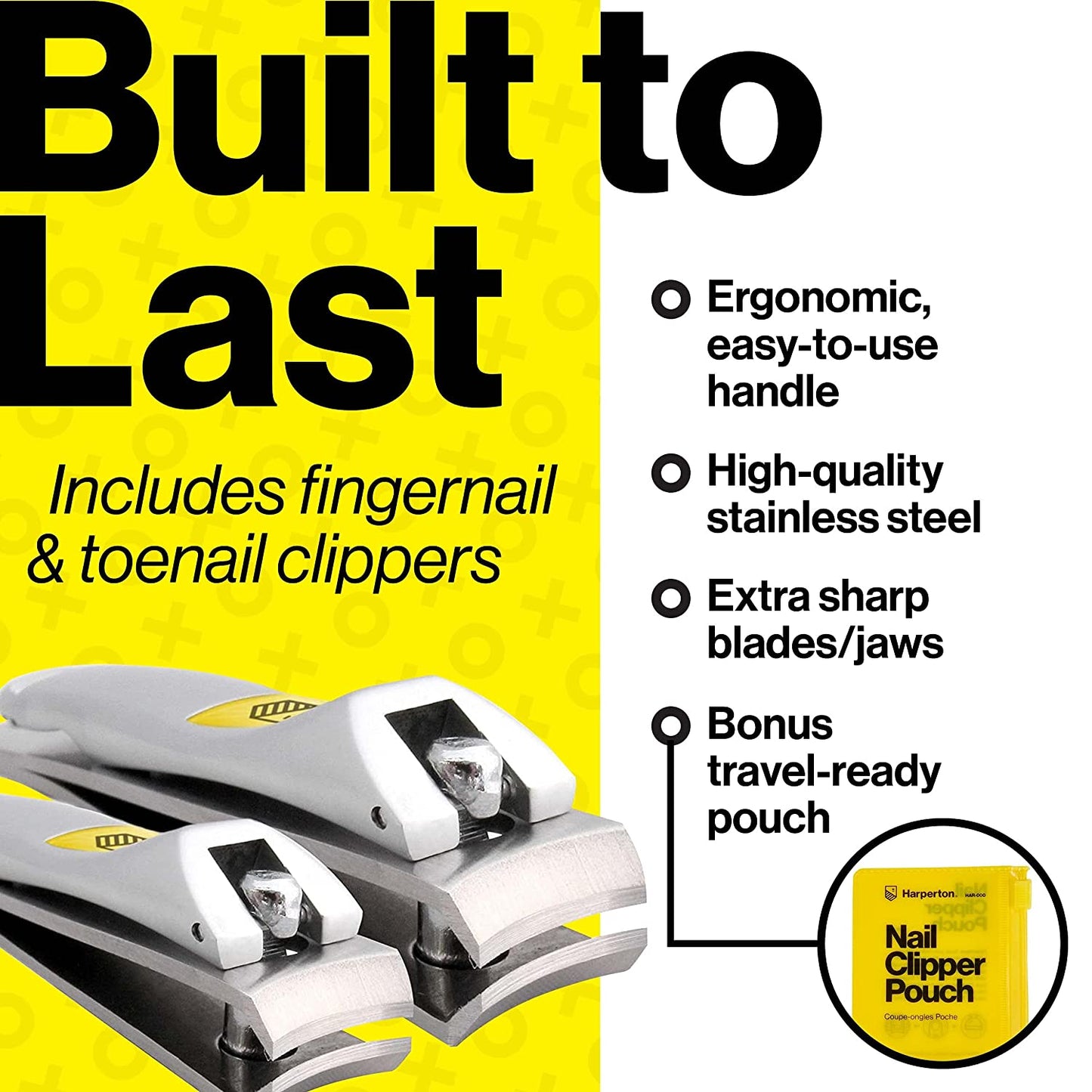 Harperton Fingernail + Toenail Clipper Set Curved + Straight Clippers 69mm & 78mm (HAR-003-ST)