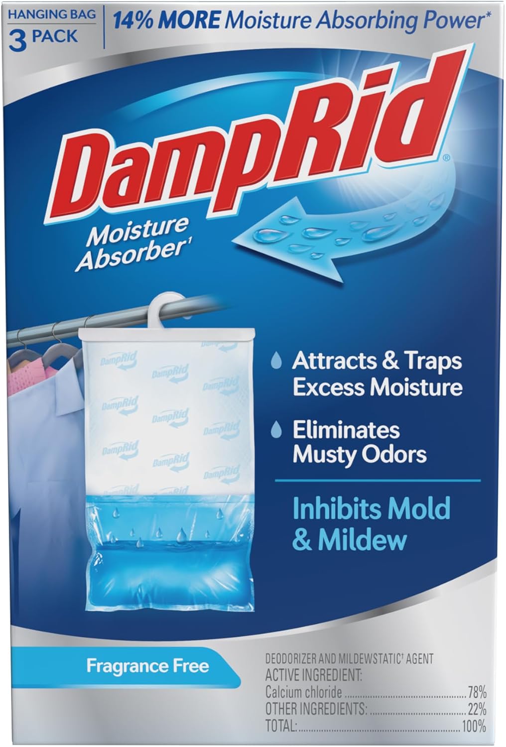 Damprid Moisture Absorber Fragrance Free, 1.36 kg / 3 lb