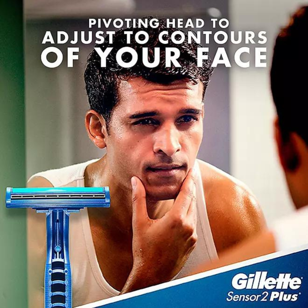 Gillette Sensor 2 Plus Lubrastrip Pivot Men's Easy Grip 52 Disposable Razors