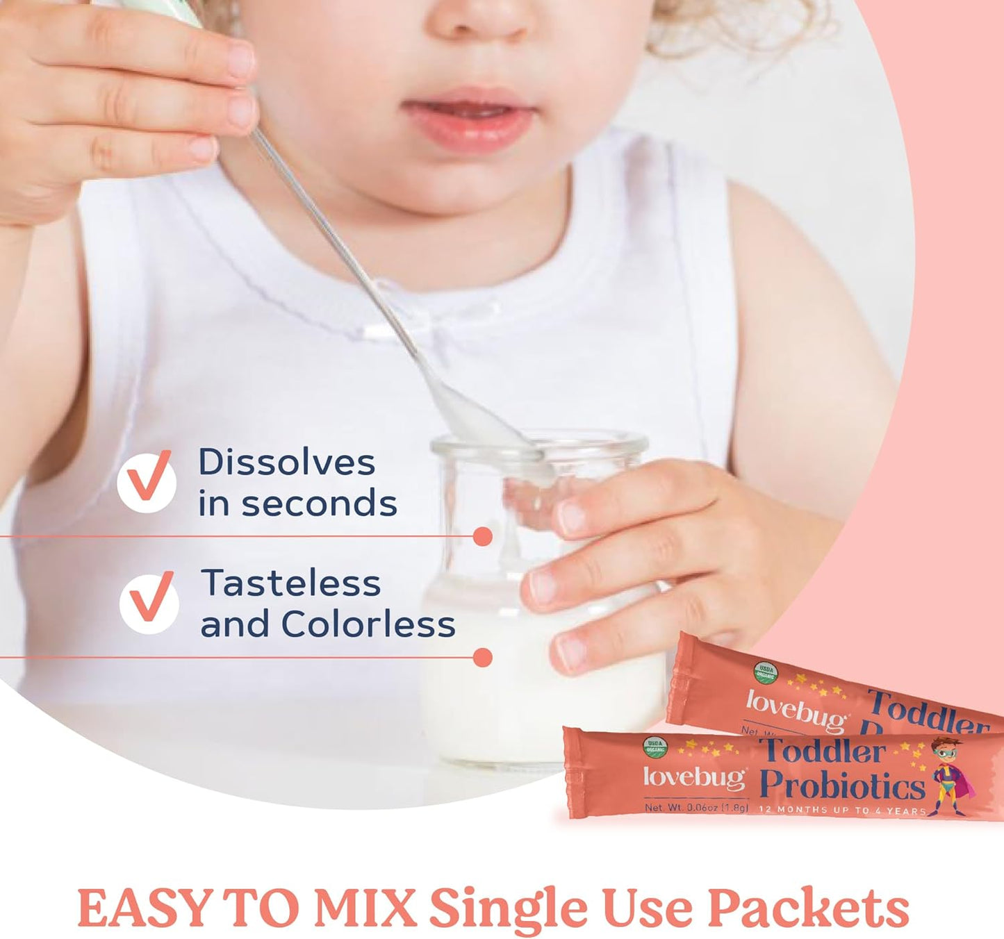 Lovebug Toddler Probiotics 14 Billion CFU (30 Single Serve Stick Packs)