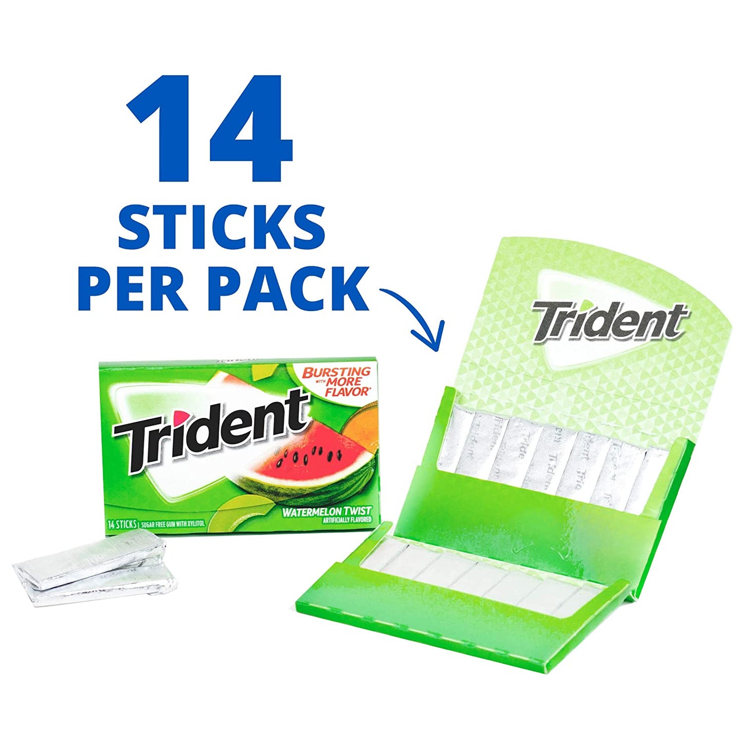 Trident Watermelon Twist Sugar Free Gum with Xylitol, 12 Packs
