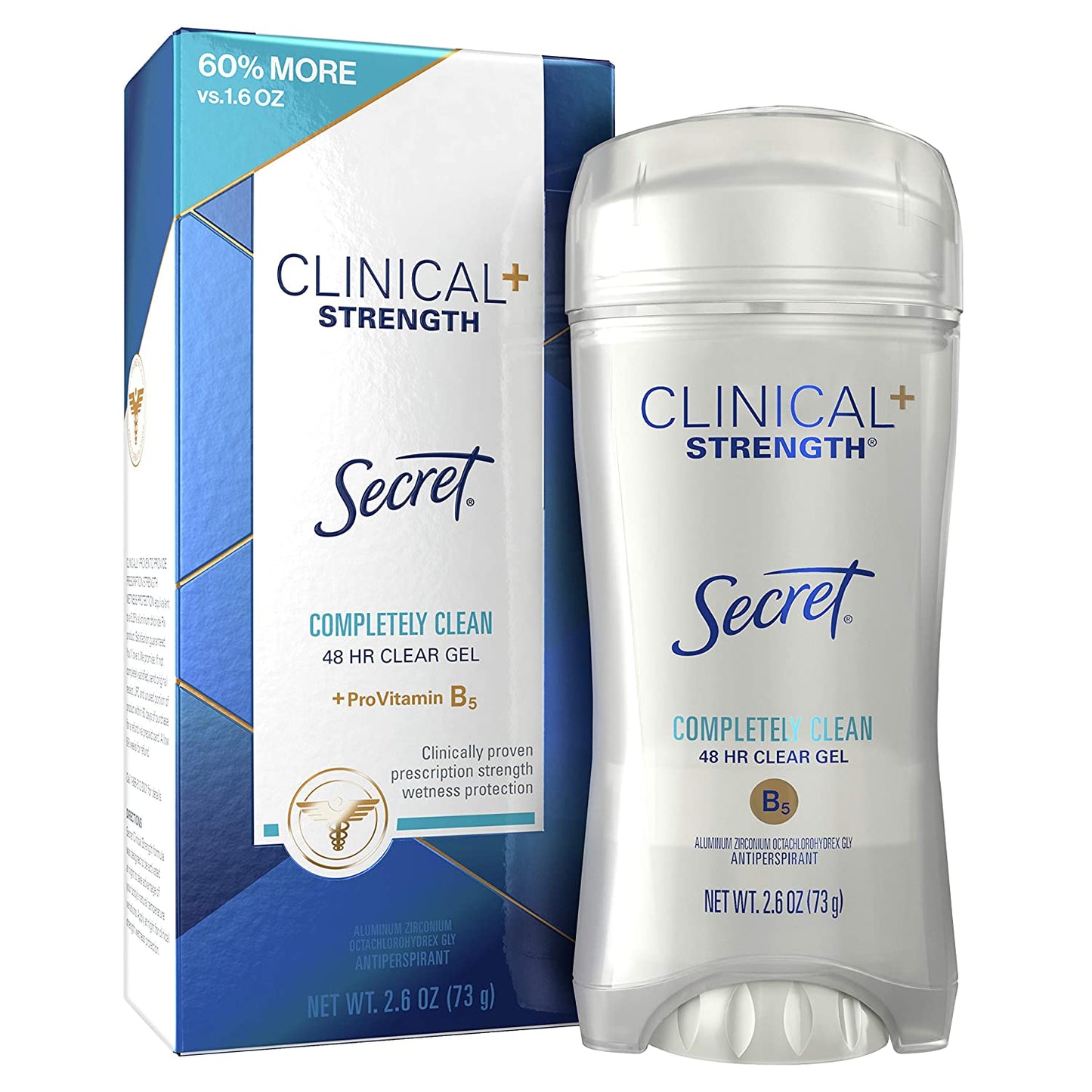 Secret Clinical+ Strength Completely Clean, 48 HR Clear Gel Deodorant for Women, 2.6 oz. / 73g