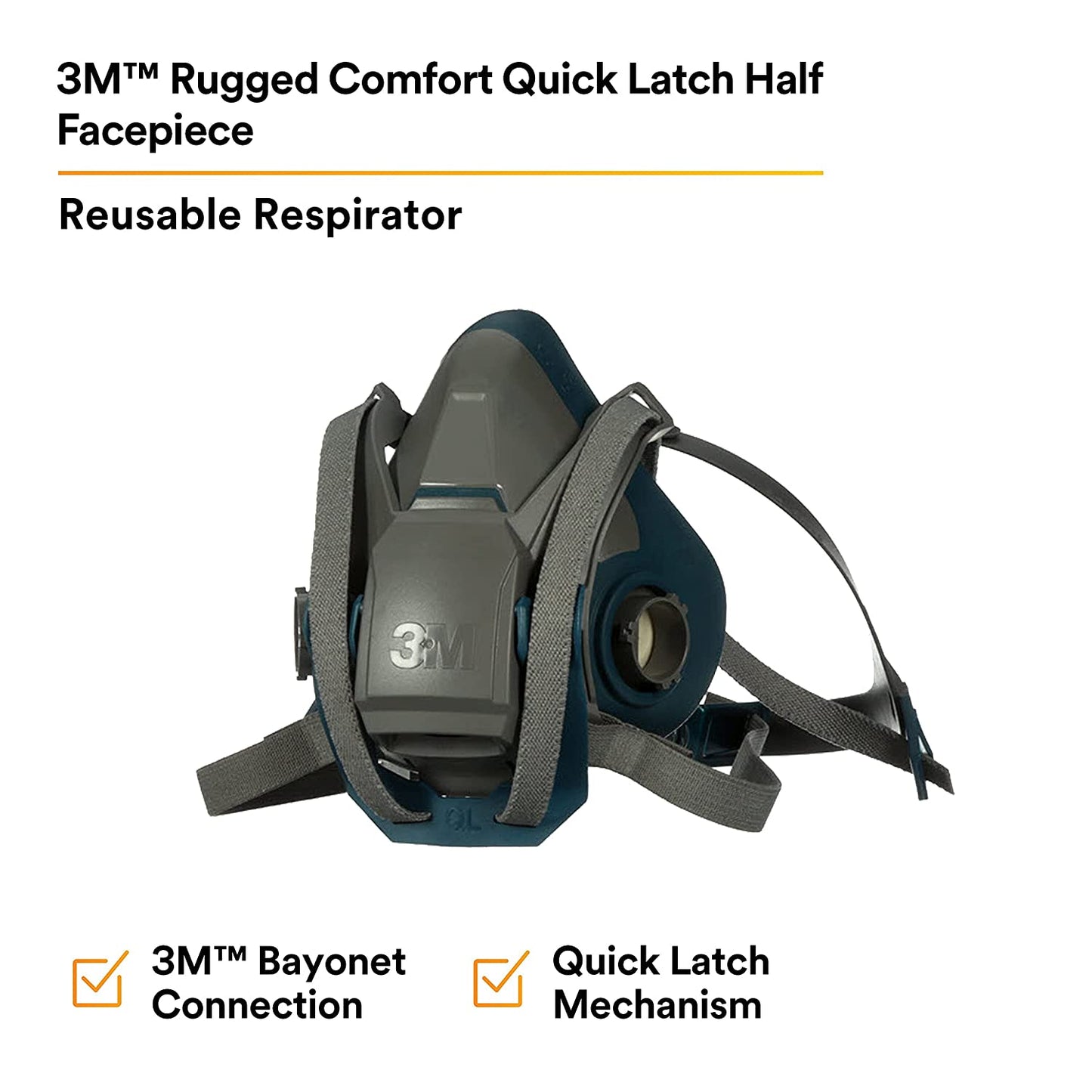 3M Quick Latch Half Facepiece Reusable Respirator for Gases, Vapors, Dust