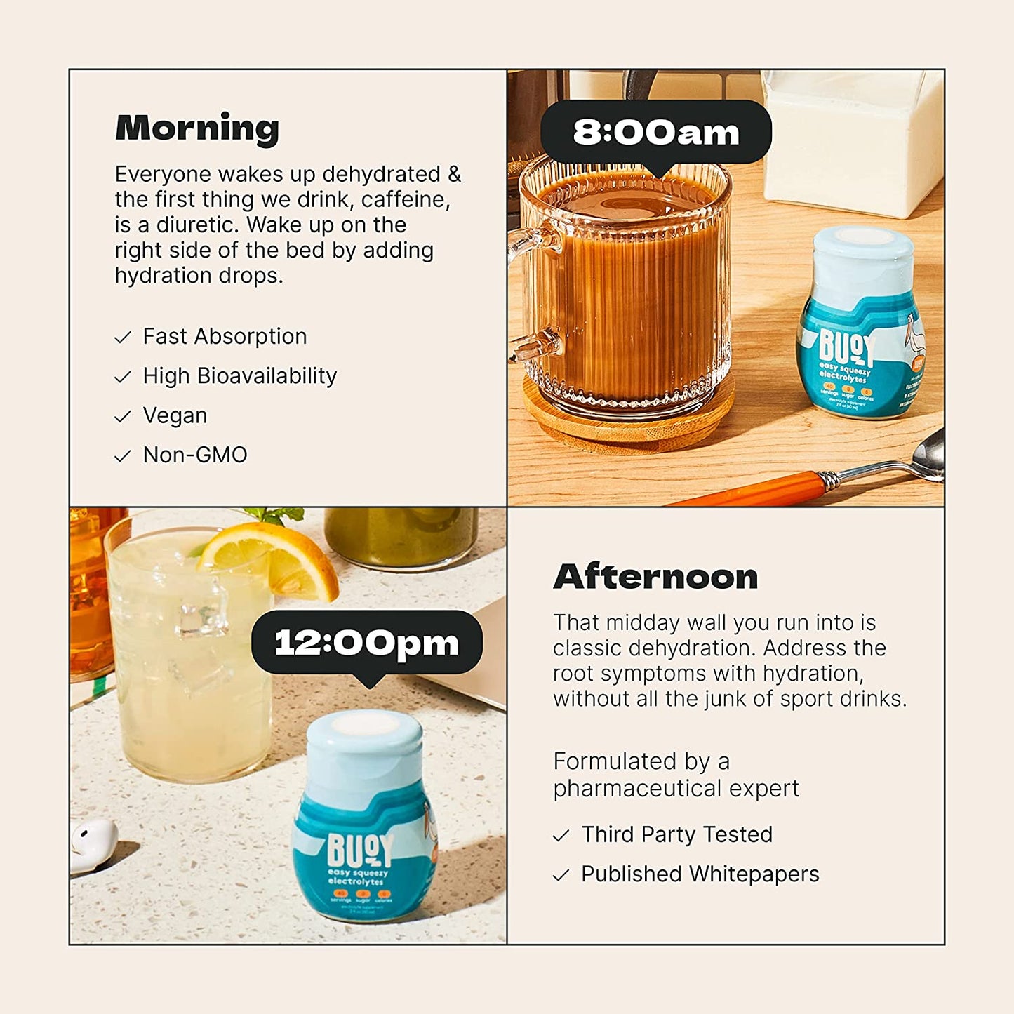 Buoy Hydration Drops Unflavored Beverage Enhancer Electrolyte Supplement 60ml