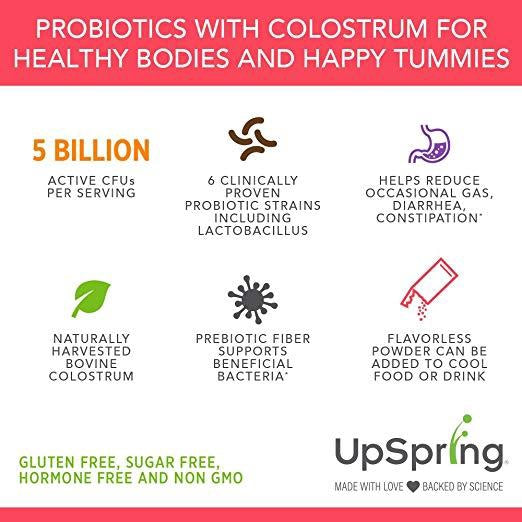 UpSpring Probiotic + Colostrum (Powder for Babies + Kids) 30 Packets (0.74 oz / 21g)