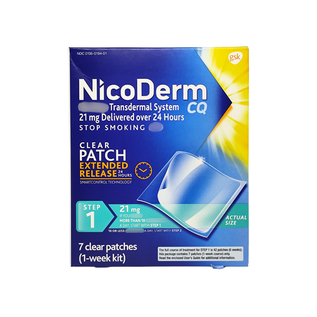 NicoDerm CQ Transdermal System Step 1, 21 mg, 7 Clear Patches