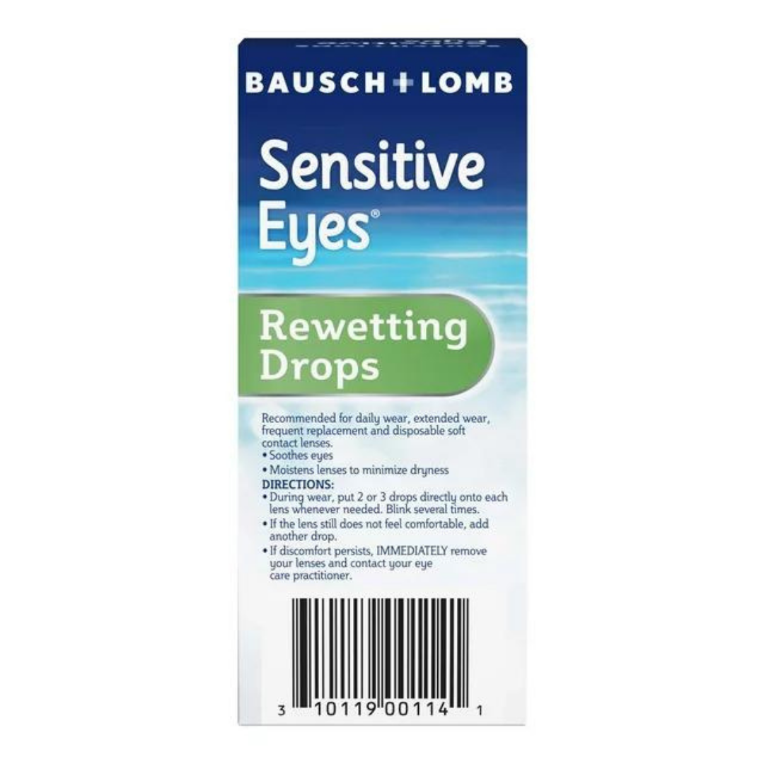 Bausch & Lomb Sensitive Eyes Rewetting Drops Hydrates Lenses, Soothes Eyes (1 fl oz / 30ml)