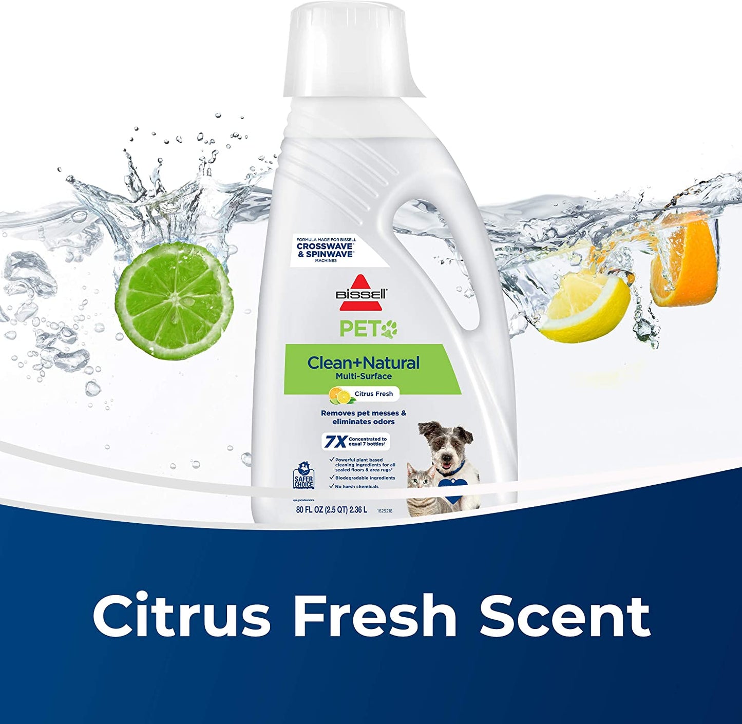 Bissell Pet Clean Natural Multi Surface Citrus Fresh For Crosswave & Spinwave 80 fl Oz / 2.36L