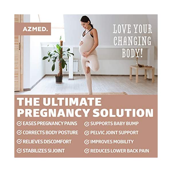 AZMED Maternity Belt, Breathable Pregnancy Back Support Lightweight Abdominal Binder, One-Size (Beige)