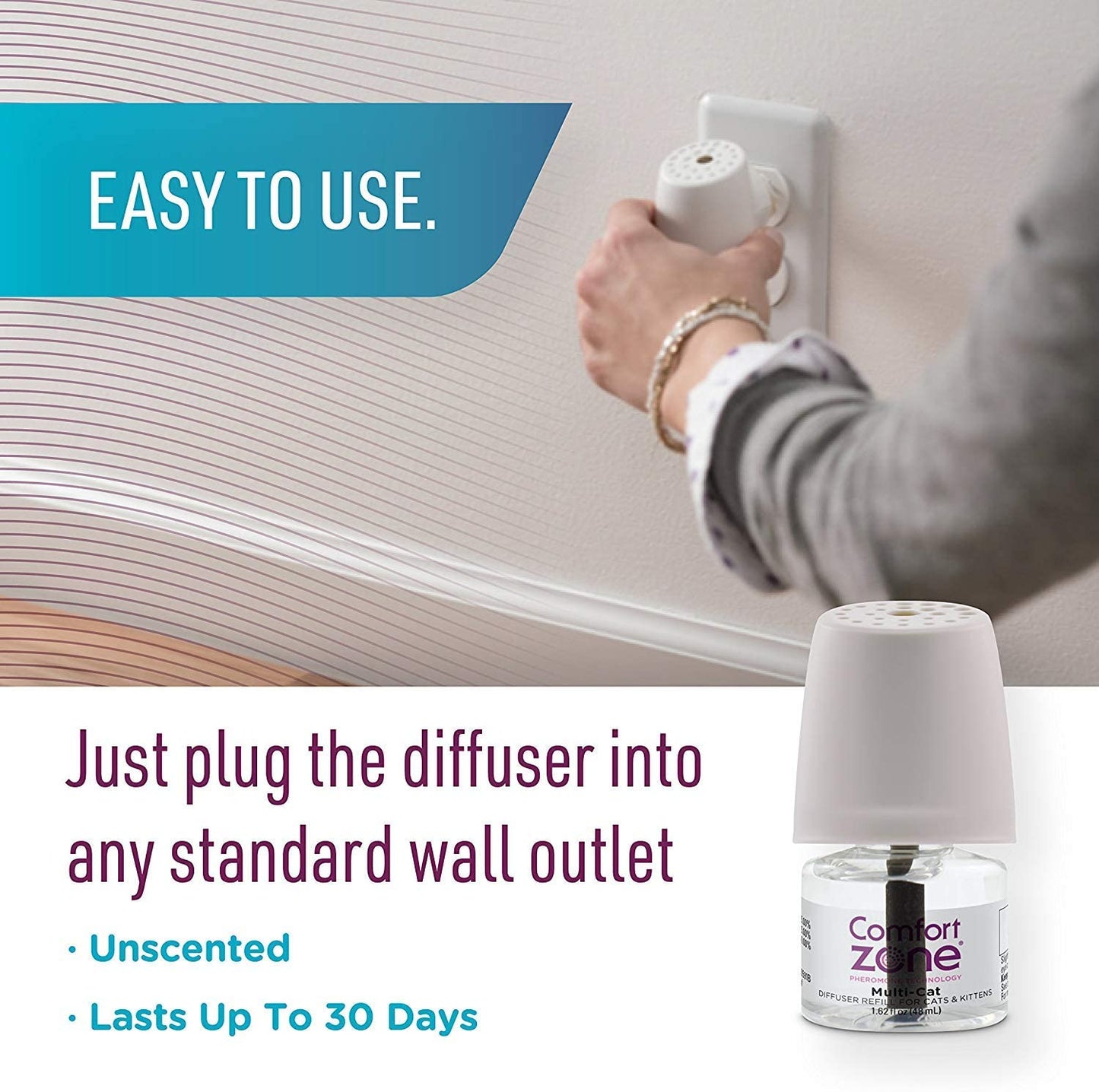 Comfort Zone Multi-Cat Calming Diffuser Refills, 2 Pack (1.62 oz / 48 ml)