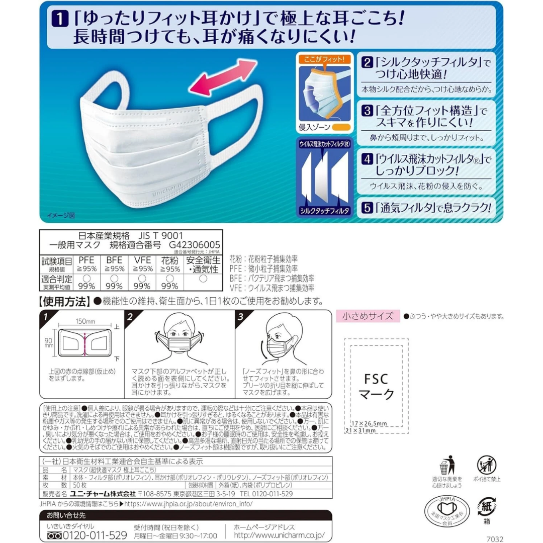 Unicharm Super Comfortable Mask, 50 Count