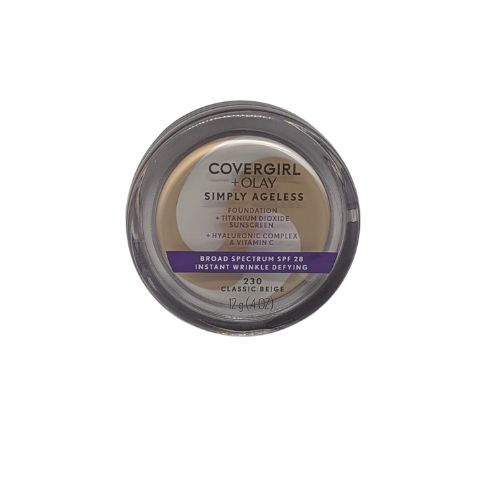 Covergirl + Olay Simply Ageless Foundation with Broad Spectrum SPF 28 Wrinkle Defying, 230 Classic Beige, 12 g