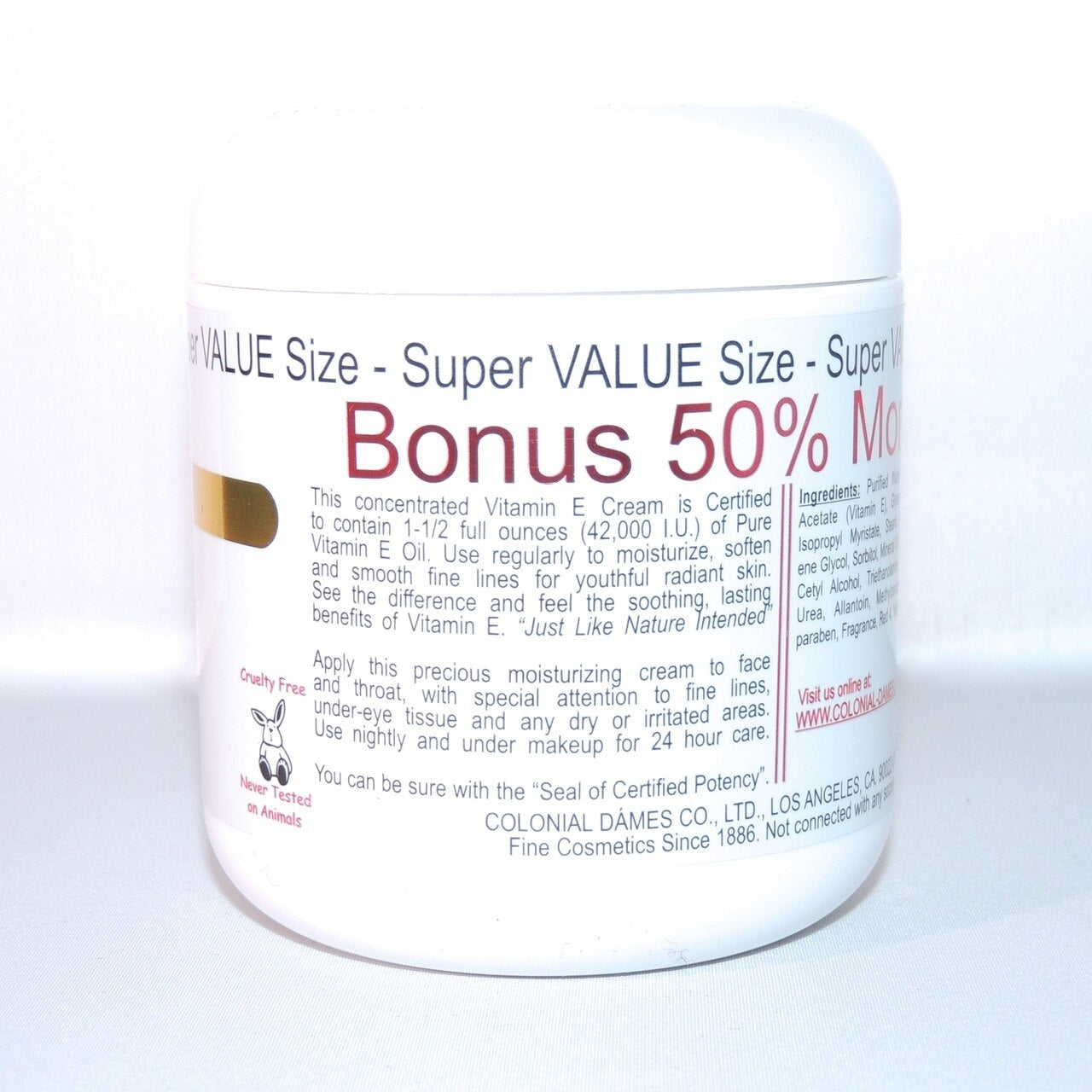 Colonial Dames Vitamin E Cream 42, 000 IU 6 oz