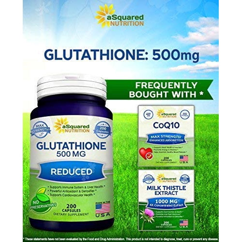aSquared Nutrition Glutathione 500 mg, Reduced 200 Capsules