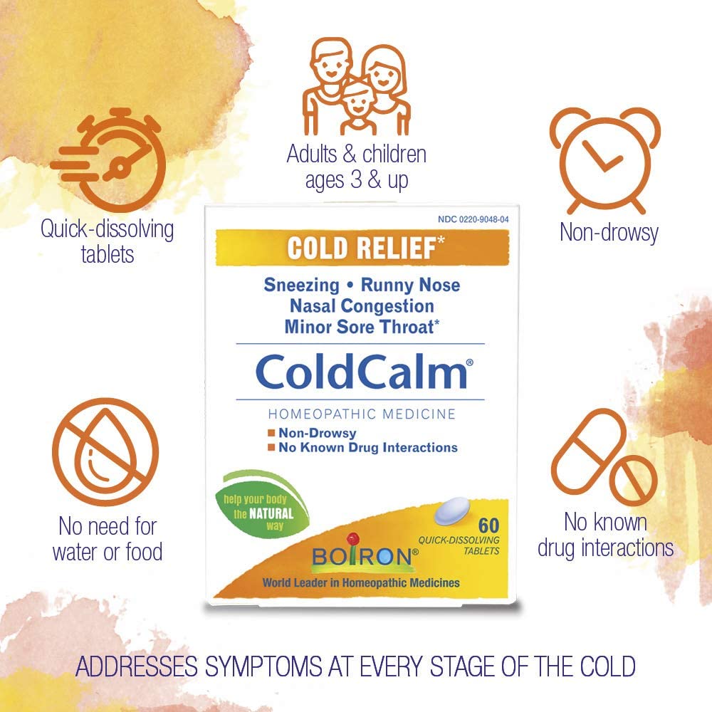 Boiron Coldcalm 60 Meltaway Tablets Homeopathic Medicine for Cold Relief