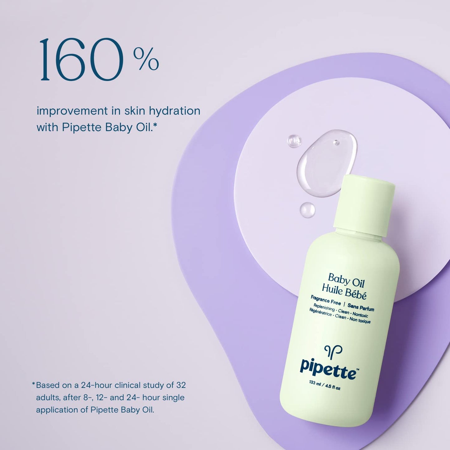 Pipette Baby Oil Sans Parfum 133 ml / 4/5 fl oz