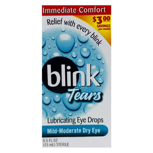 Blink Tears Dry Eye Lubricating Eye Drops, 0.5 fl.oz / 15ml (PACKAGING MAY VARY)