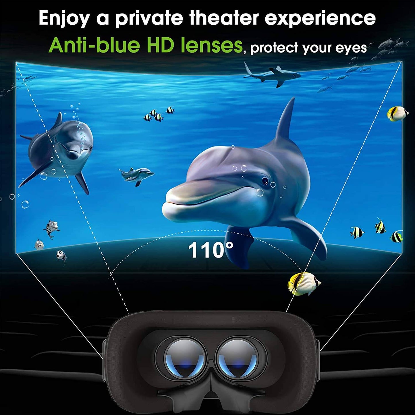 DESTEK V5 Virtual Reality Headset Phone 3D VR Glasses with Trigger Button for Virtual Reality Game & Video, Black