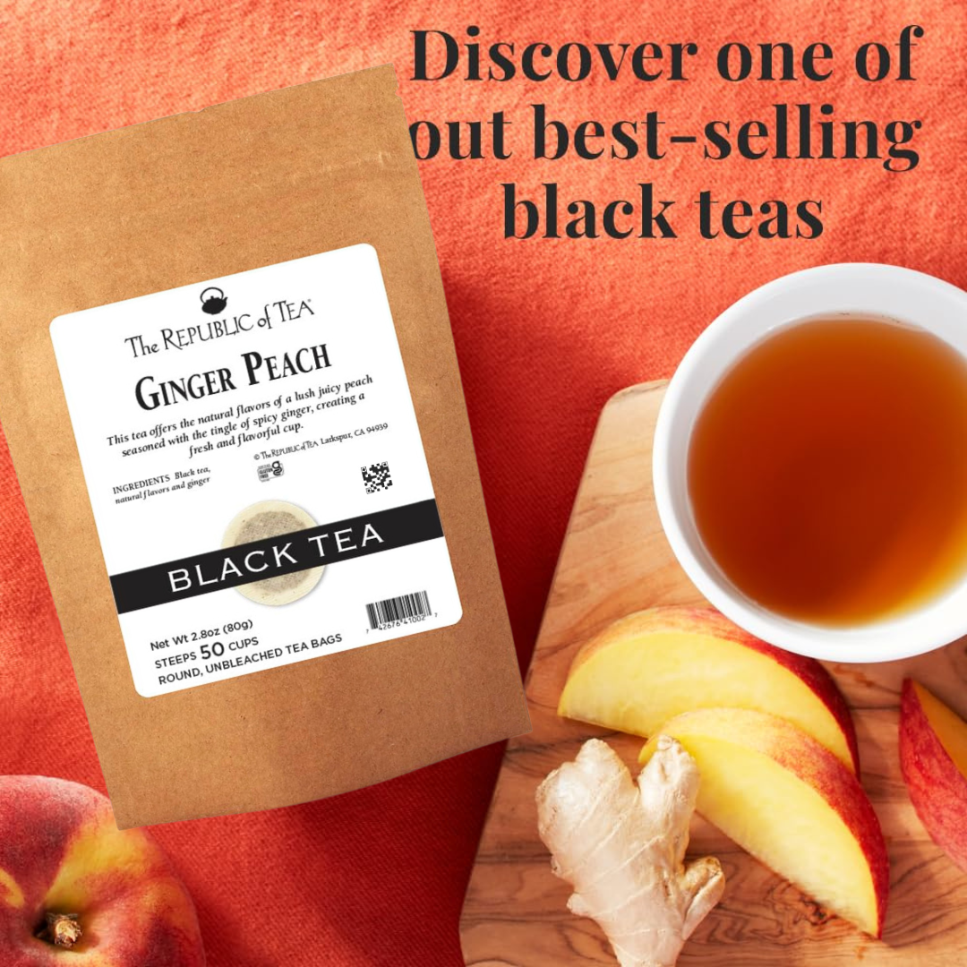 The Republic of Tea Ginger Peach Black Tea Steeps 50 Cups (80g)