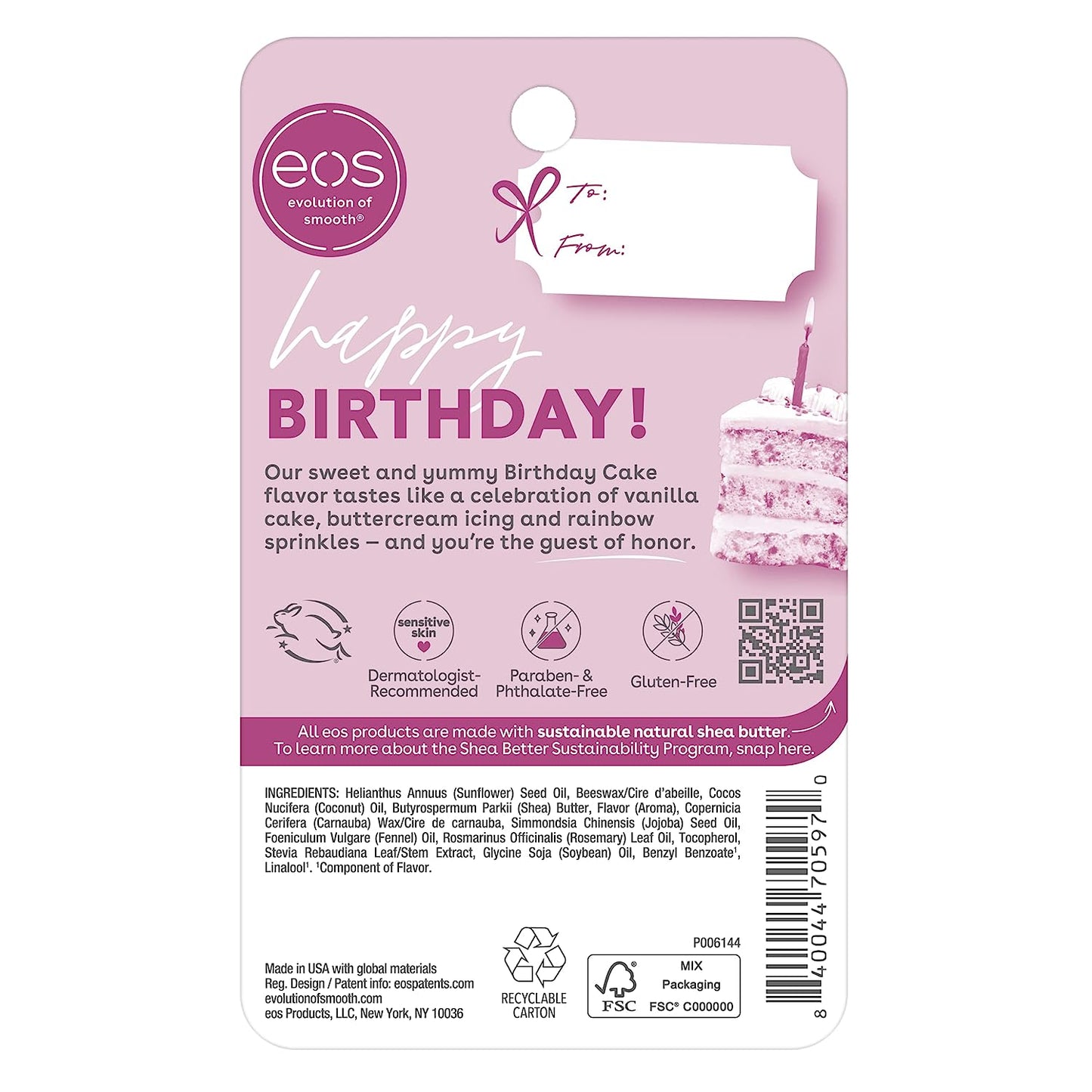 EOS Birthday Cake Smooth Lip Balm Natural Shea - 7g / 0.25 oz