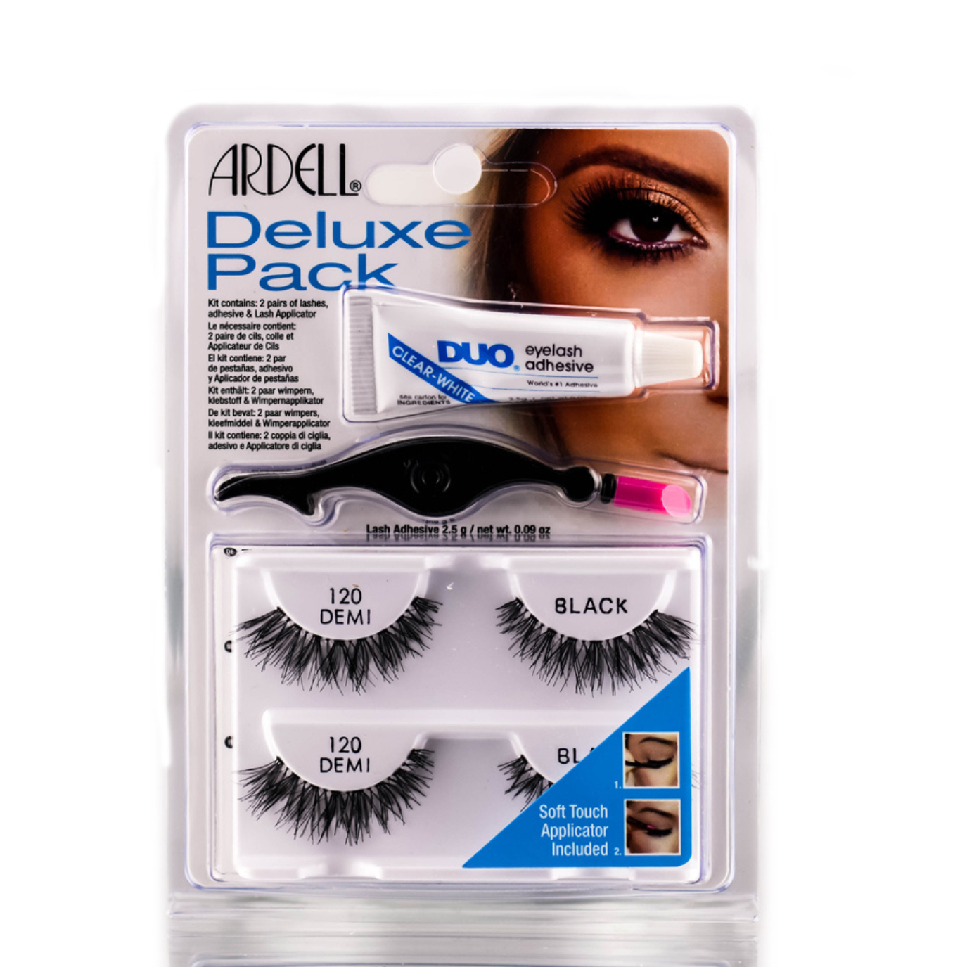 Ardell Deluxe Pack with 2 Pairs of 120 Demi Black Lashes, Adhesive and Lash Applicator