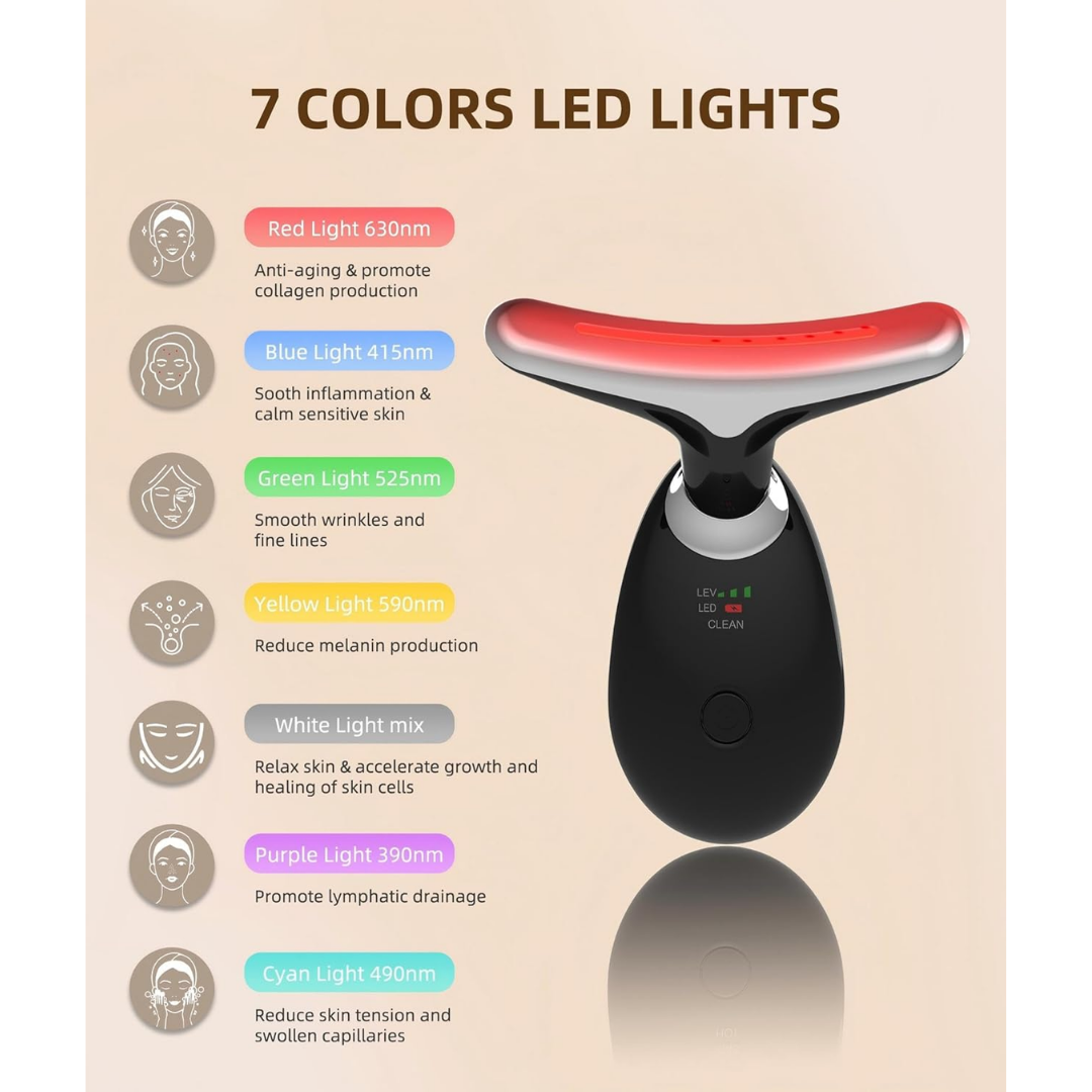 Elishine 7 Color LED Facial and Neck Massager, Black