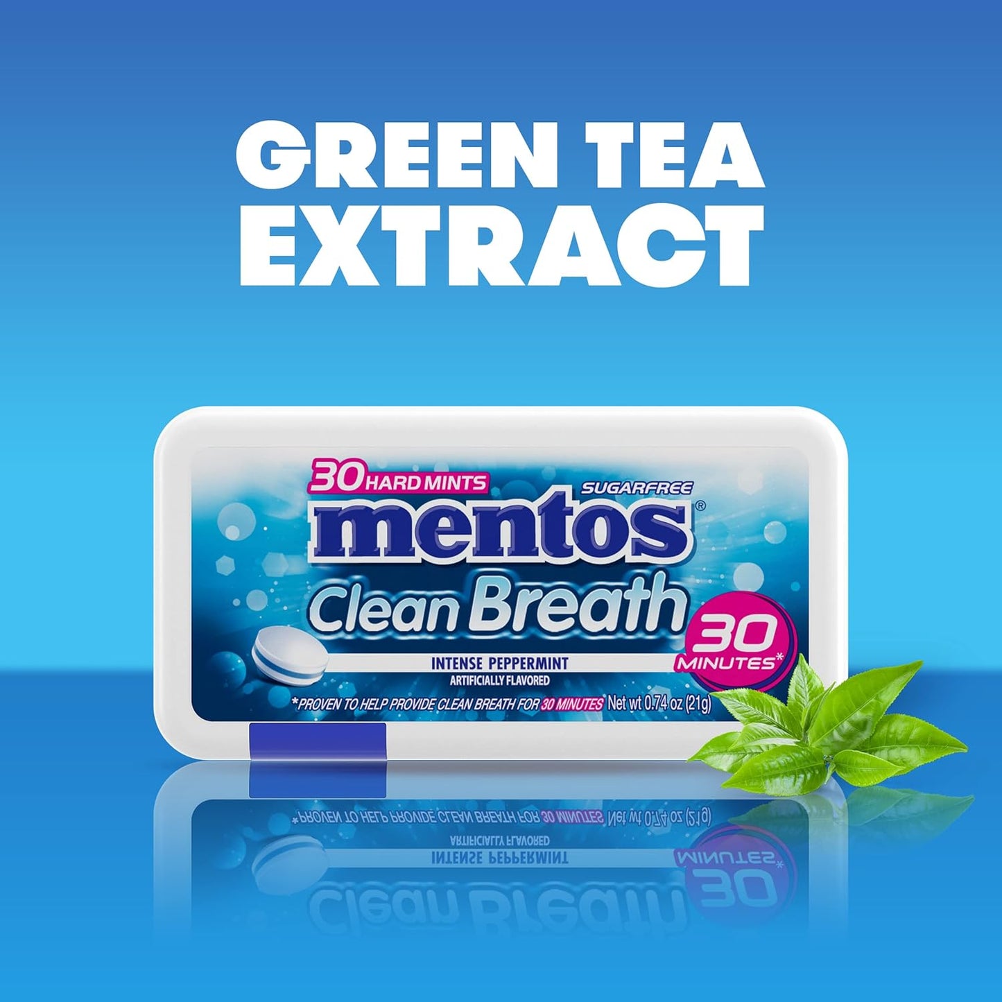 Mentos Clean Breath Sugar-Free, Intense Peppermint, 30 Hard Mints