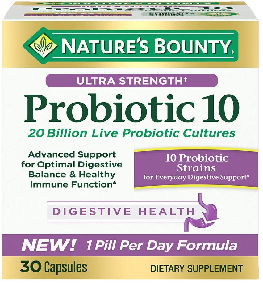 Nature's Bounty Ultra Strength Probiotic 10 Digestive Health, 30 Capsules
