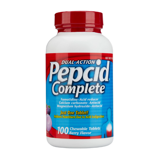 Pepcid Dual Action Complete, Berry Flavor, 100 Chewable Tablets PACKAGING MAY VARY