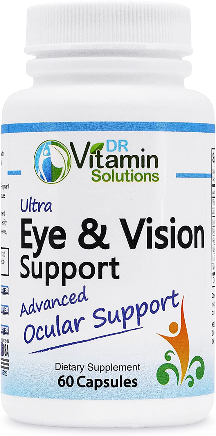 DR Vitamin Solutions Ultra Eye & Vision Support Advanced Ocular Support with 20mg Lutein, Zinc, Vitamin A, NAC, L-Taurine, 60 Veggie Capsules