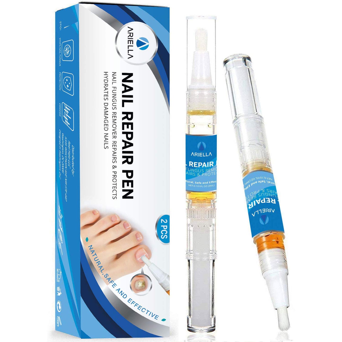 Ariella Toenail and Nail Repair Pen, Fixes and Restores Discolored and Damaged Nails (2 pcs) No Box