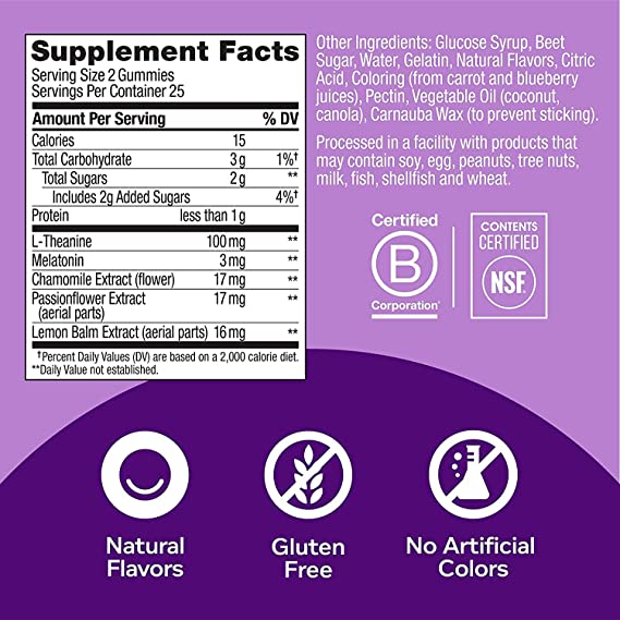 OLLY Sleep Gummy for a Healthy Sleep Cycle (50 Gummies)