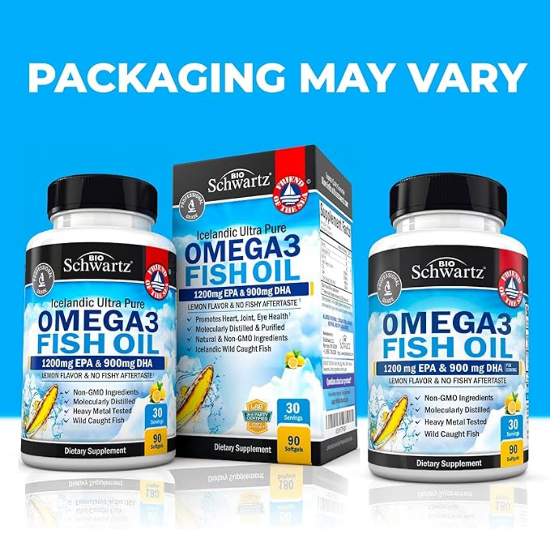BioSchwartz Iceland Ultra Pure Omega3 Fish Oil 1200mg EPA & 900mg DHA (30 Servings - 90 Softgels)