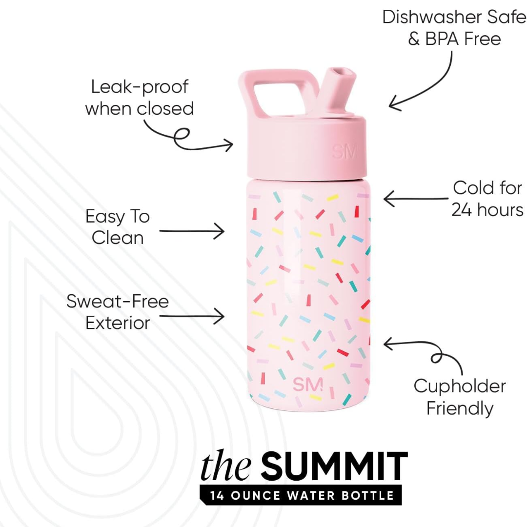 Simple Modern Kids Summit Water Bottle with Straw Lid Confetti, 14 oz