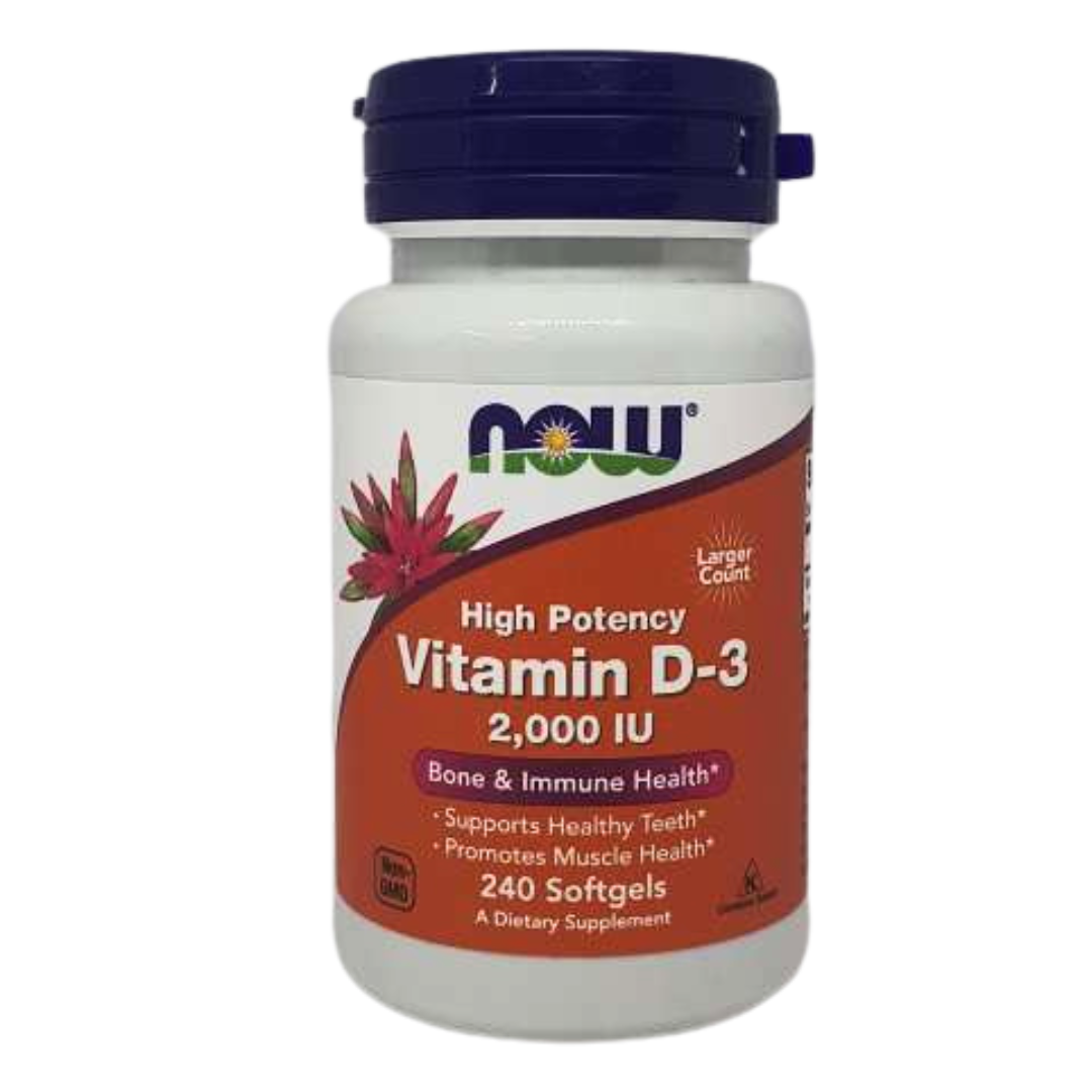 Now High Potency Vitamin D-3 2000 IU, Structural Support 240 Softgels