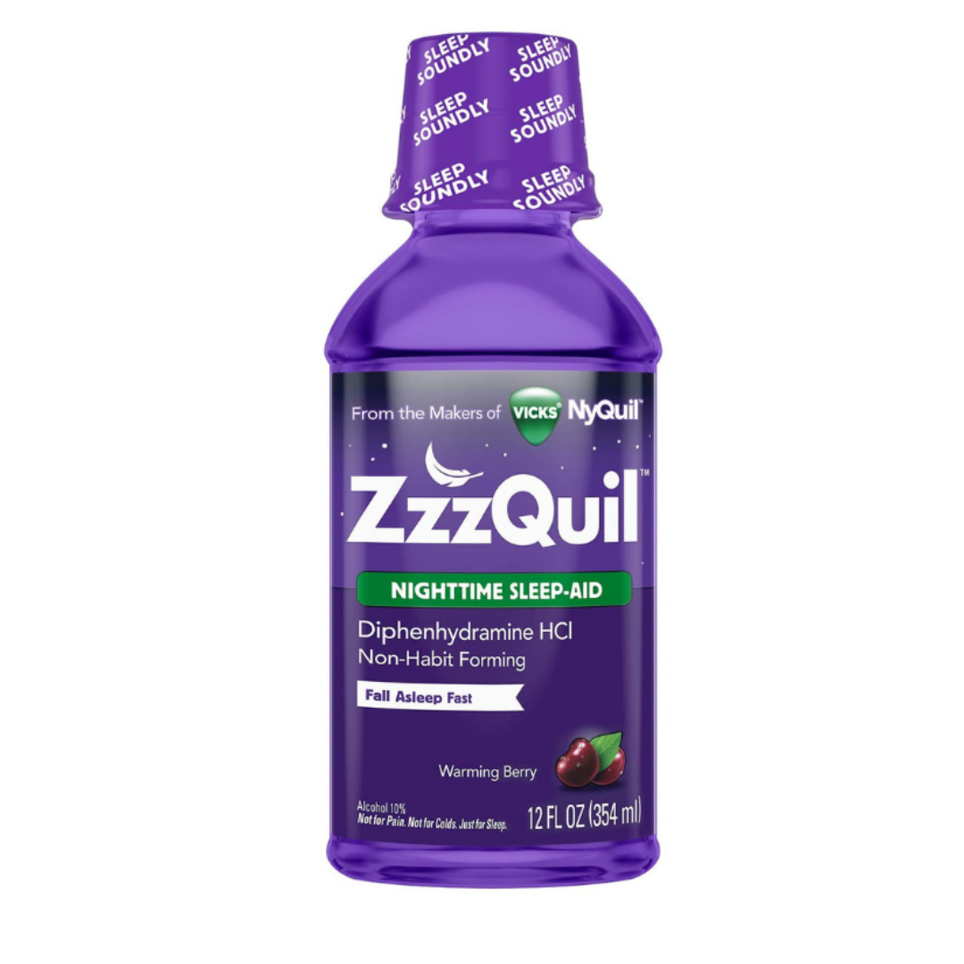 Vicks ZzzQuil Nighttime Sleep Aid, Warming Berry Liquid 12 fl.oz