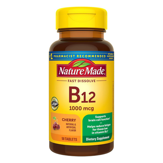 Nature Made Sublingual Vitamin B12 1000 mcg. Cherry Flavor, 50 Tablets