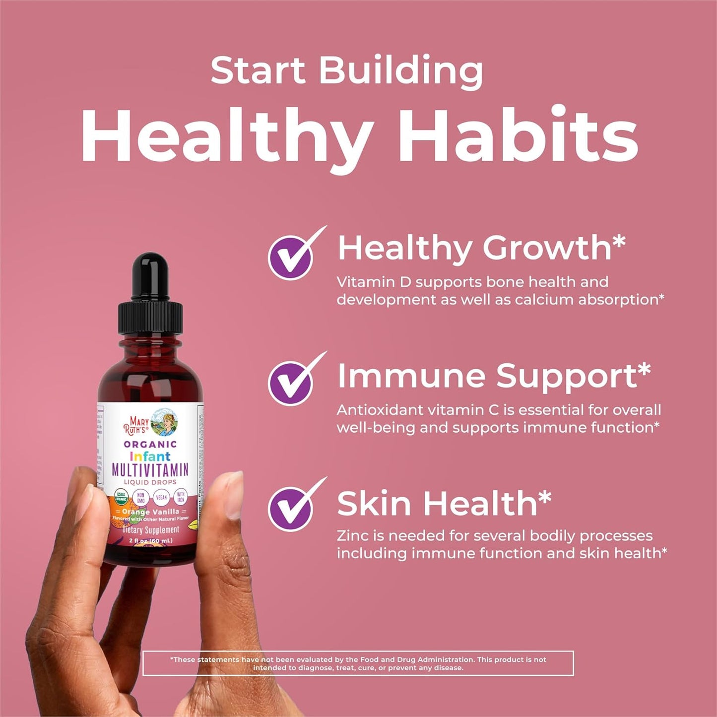 Mary Ruth's Organic with Iron Infant Multivitamin for Immune Support Orange Vanilla, 60 ml / 2 fl oz