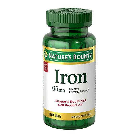 Nature's Bounty Iron 65mg Ferrous Sulfate 325mg, 100 Tablets