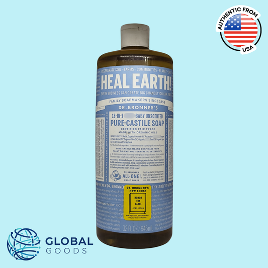 Dr. Bronner's 18 in 1 Baby Unscented Pure-Castile Soap, 32 fl. oz. / 946 ml