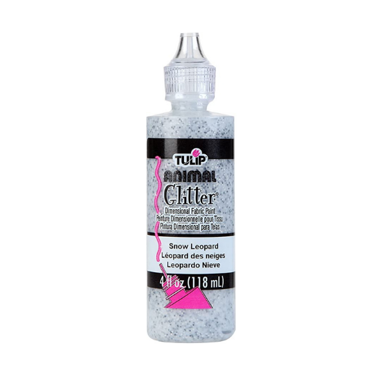 Tulip Animal Glitter Dimensional Fabric Paint Snow Leopard 4 fl. oz (118 mL)