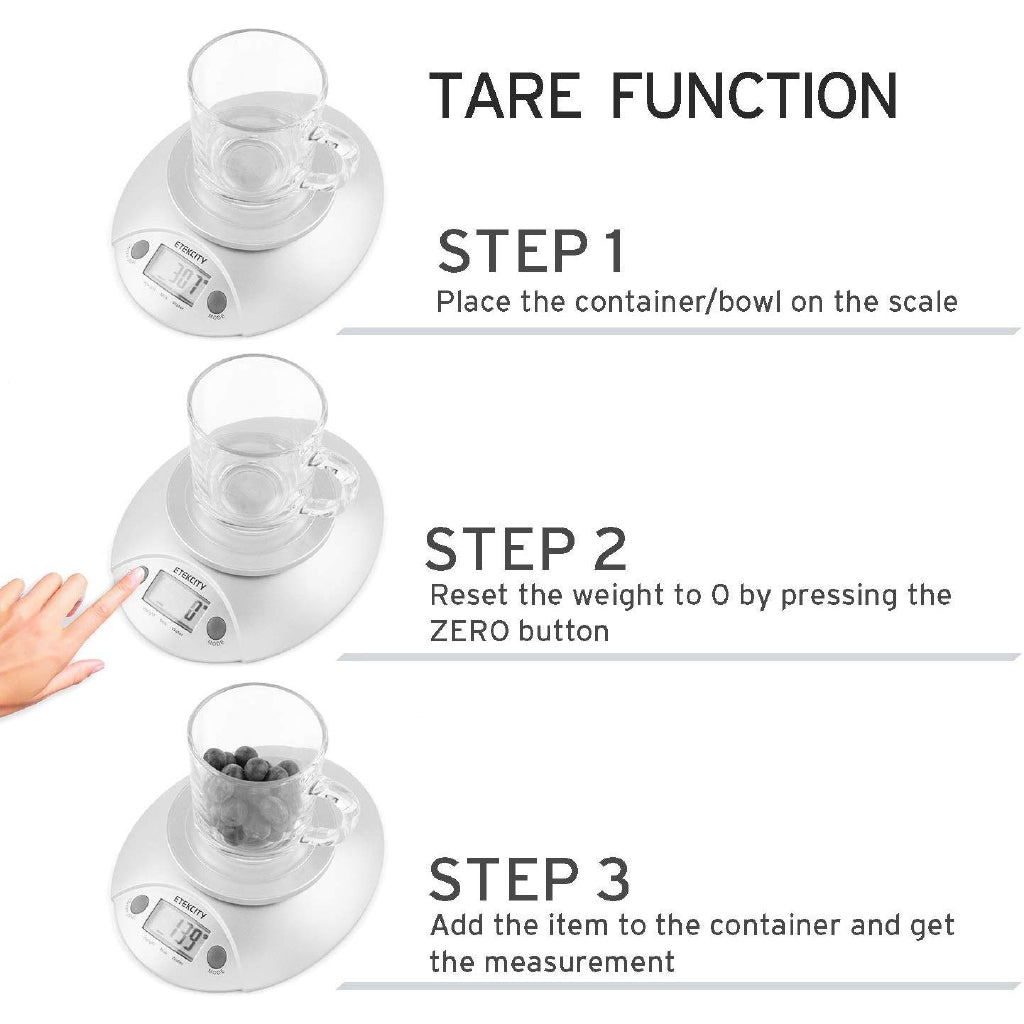 Etekcity Digital Kitchen Food Scale and Multifunction Weight Scale, 11 lb, 5kg