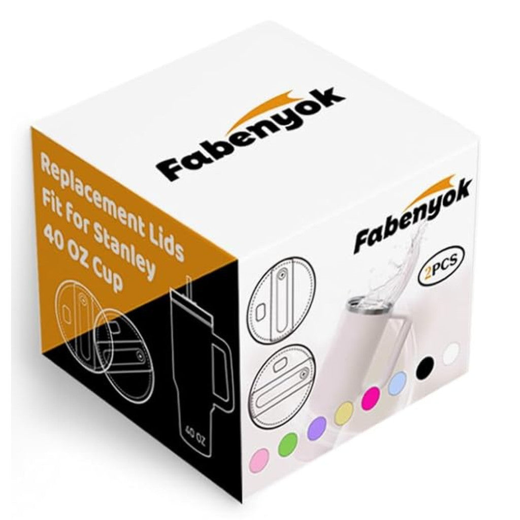 Fabenyok Lid Replacement for Stanley Tumbler Cup Clear-White 40 oz., 2 Pcs