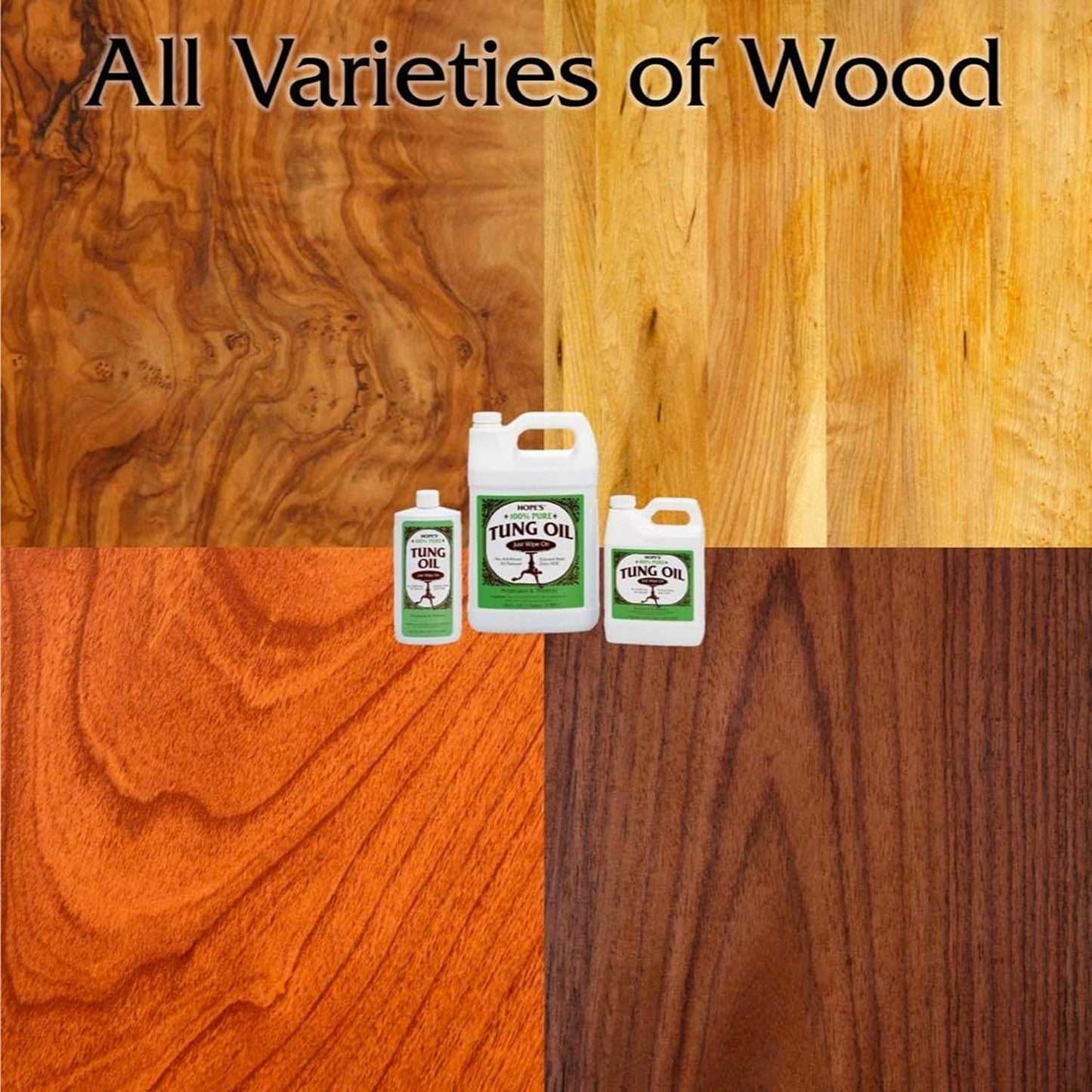 HOPE'S 100% Pure Tung Oil Just Wipe On Penetrates & Protects for All Fine Woods 473L