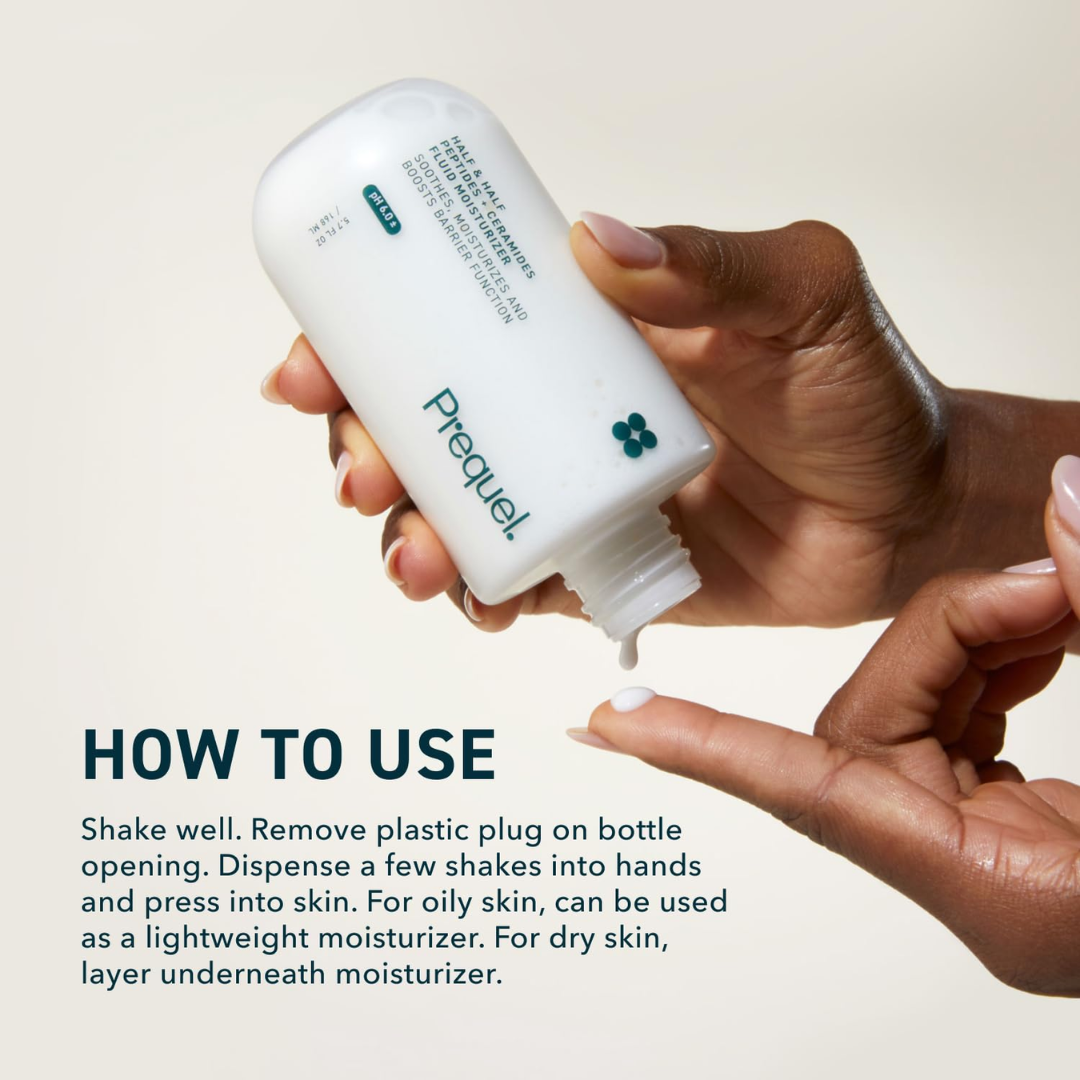 Prequel Half & Half Fluid Moisturizer Peptides + Ceramides, 5.7 oz / 168 ml